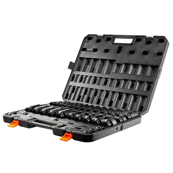 Mechanics Tool Box Impact Sockets Set 43pcs 6-Point 1/2in Drive Bit Ratchet Tool Kit Case,Tool Box
