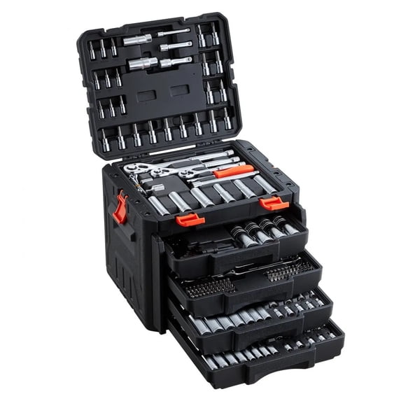 Mechanics Tool Set and Socket Set, 1/4" 3/8" 1/2" Drive Deep and Standard Sockets, 230-450 Pcs SAE and Metric Mechanic Tool Kit with Bits, Hex Wrenches, Combination Wrench, Accessories, Storage Case
