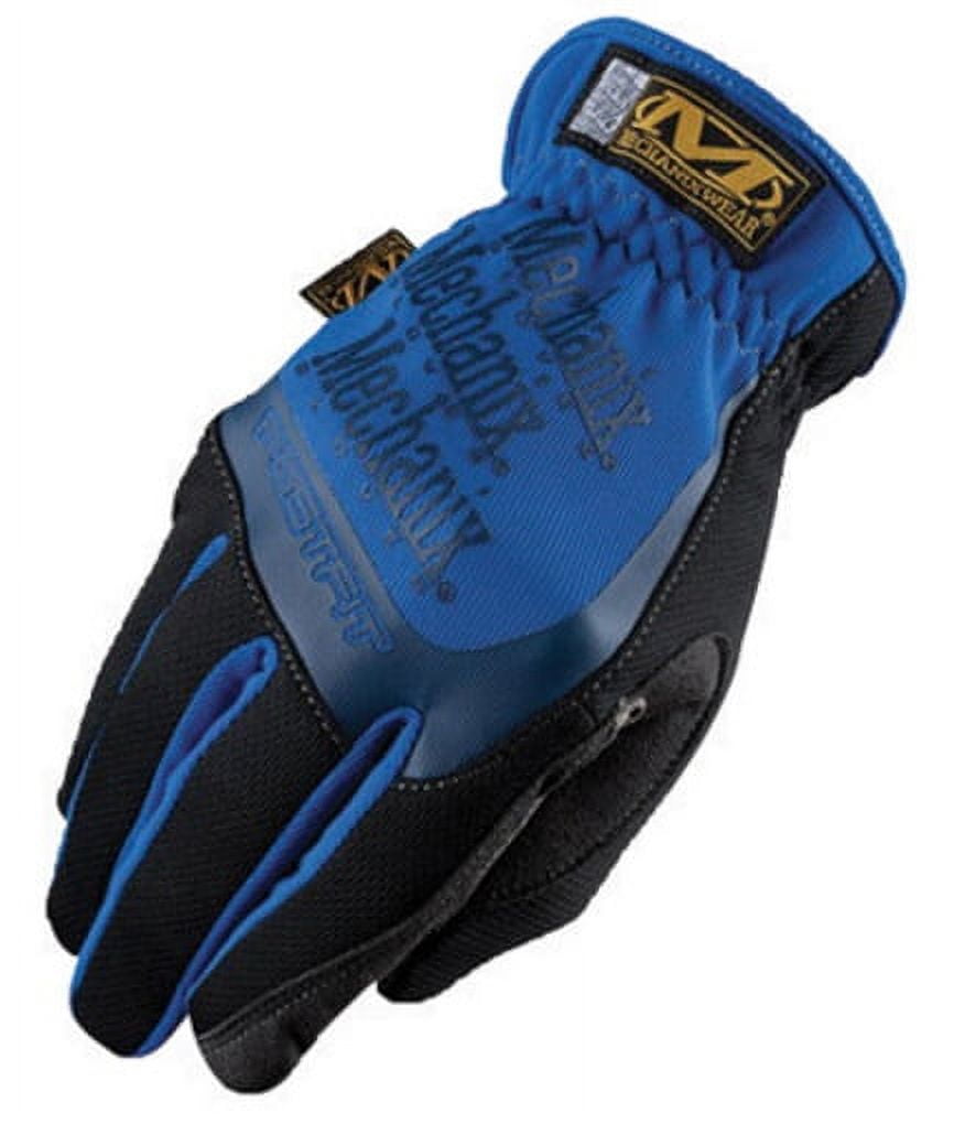 Mechanix Wear 2X Black And Blue FastFit Full Finger Synthetic Leather Mechanics Gloves With Elastic Cuff, Spandex Padded Back, Stretch Panels