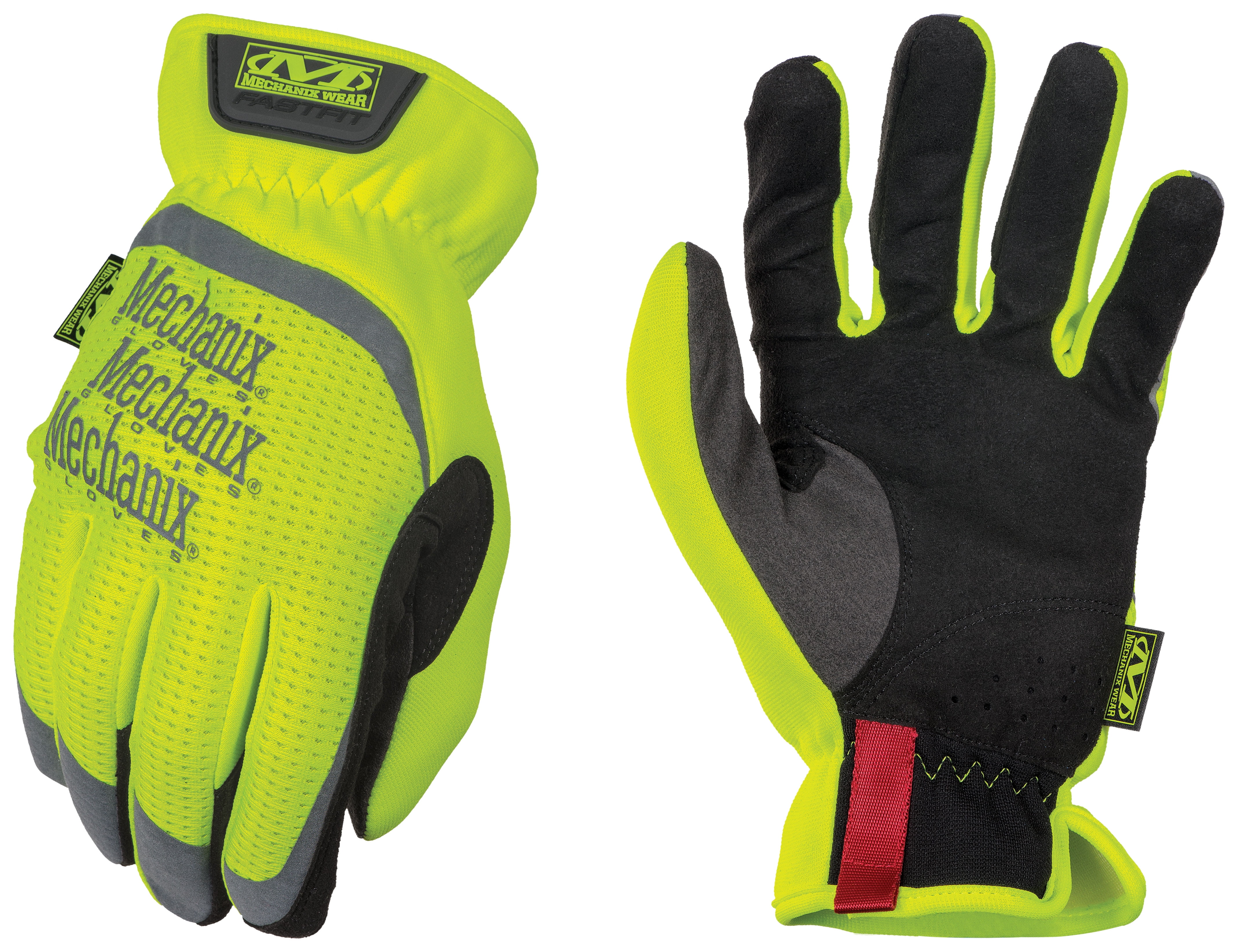 Mechanix Wear 2X Hi-Viz Yellow FastFit Full Finger Synthetic Leather Mechanics Gloves With Elastic Cuff, 3M Scotchlite Reflective Ink Increases Visibility