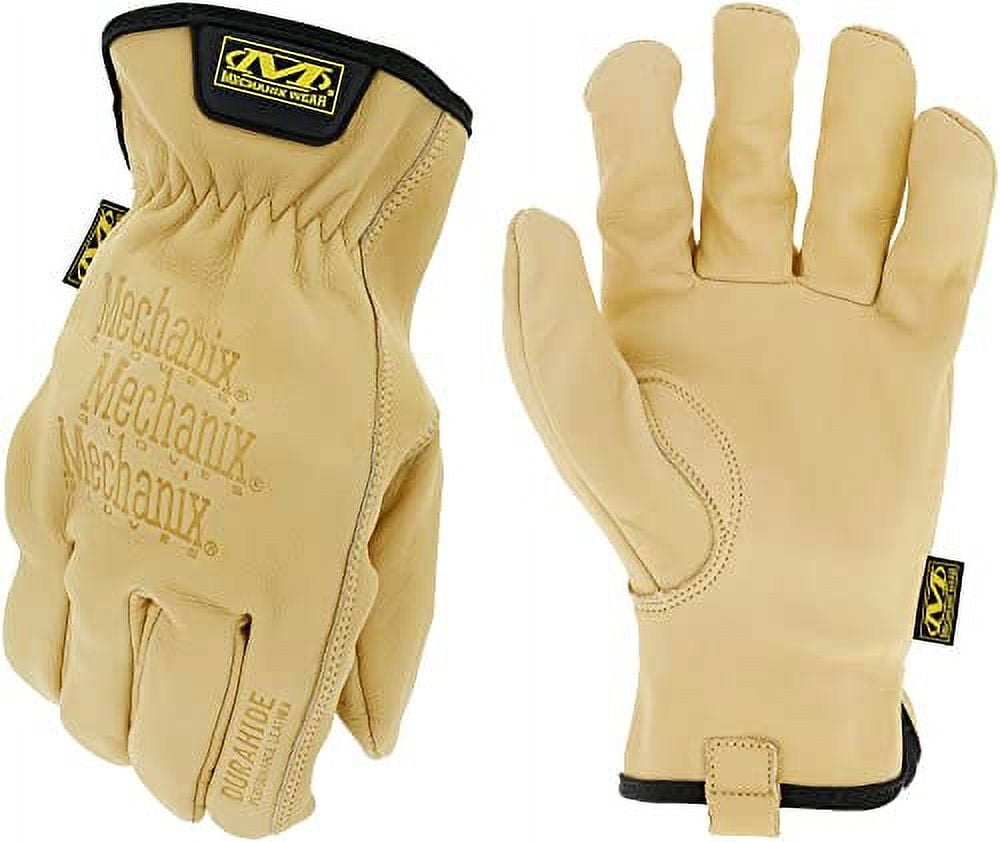 Mechanix Wear: Cow Leather Driver Glove with Durahide Water Resistant Technology, Quick Fitting Safety Work Gloves (Tan, Small)
