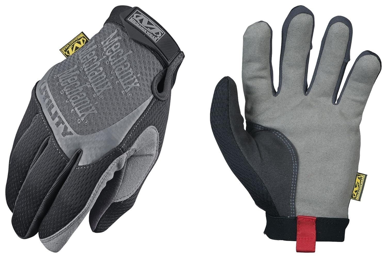 Mechanix Wear H15-05-010 Utility Full Finger Synthetic Leather and Spandex Mechanics Gloves with Hook and Loop Cuff, Large, Black