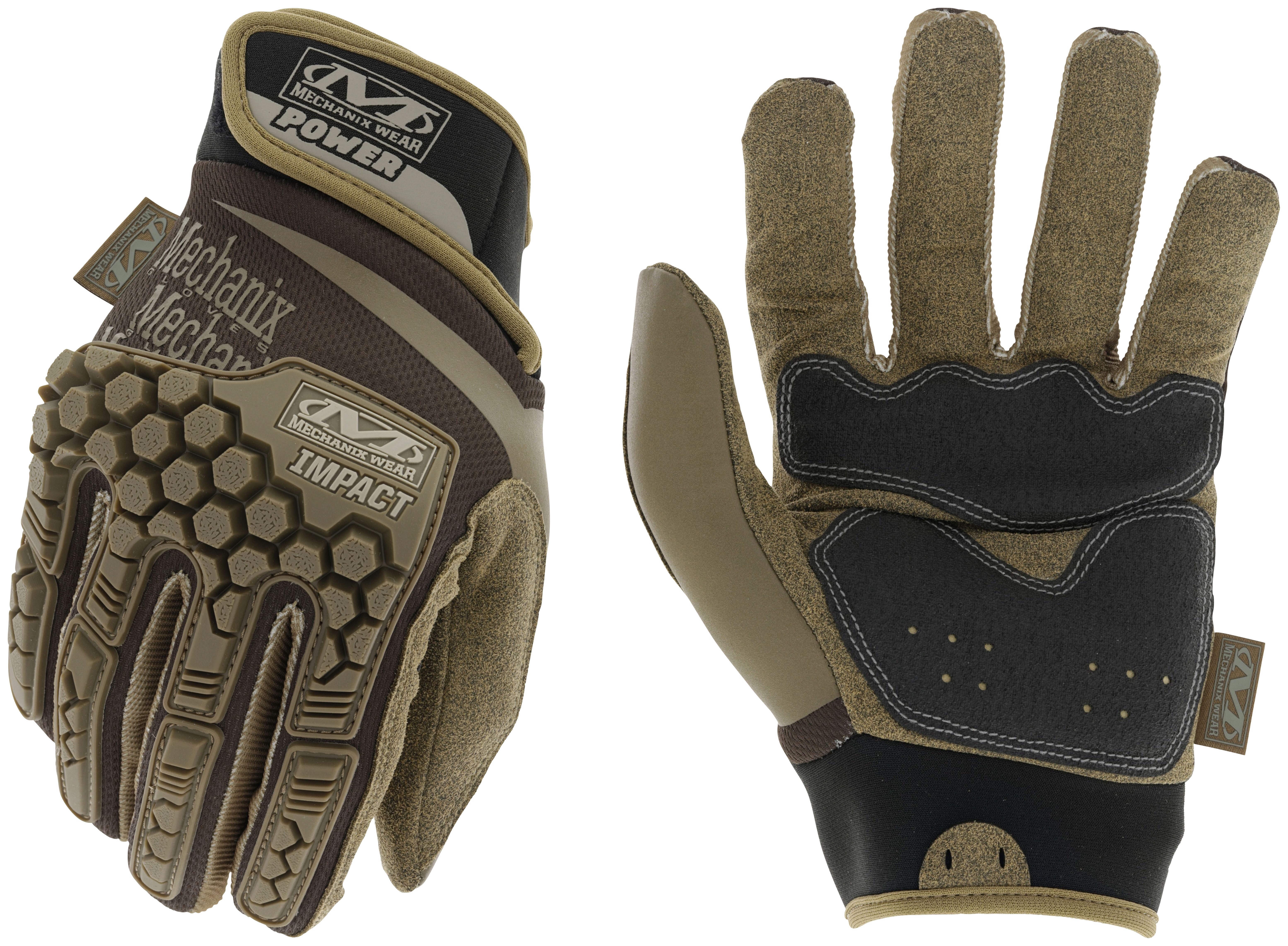 Mechanix Wear Power Shock Brown Touchscreen Capable Impact Work Gloves, Size Medium