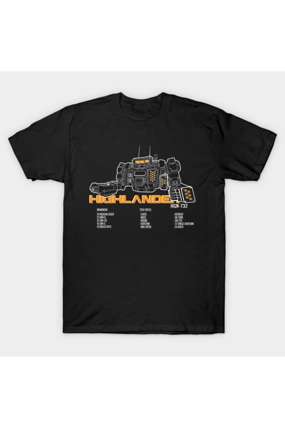 Mechwarrior Highlander HGN 732 Assault BattleMech Sci Fi Robot Unisex T-Shirt, up to size 3XL.