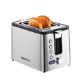 thumbnail image 1 of Mecity 2-Slice Stainless Steel Toaster with 6 Browning Settings, Extra Wide Slots, Bagel, Defrost, Reheat, Cancel, Countdown Timer, Warming Rack, Silver, 1 of 10