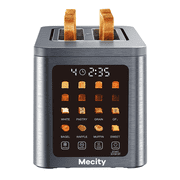 Mecity 2 Slice Smart Touchscreen Toaster, Stainless Steel Wide Slot Toaster with Auto Lift&30-Minute Warm, Memory Function, Digital Bread Toaster for Bagels, 850W