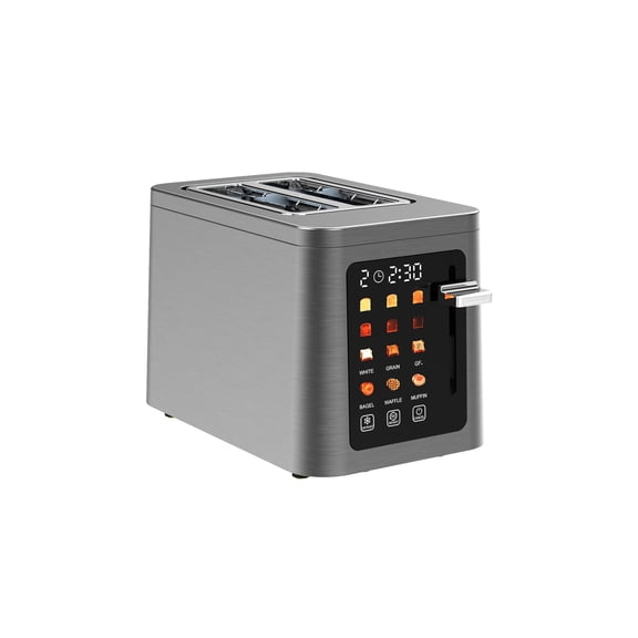 Mecity 2 Slice Smart Touchscreen Toaster, Stainless Steel Wide Slot Toaster with Auto Lift& Shut Off, Memory Function, Digital Bread Toaster for Bagels, 850W
