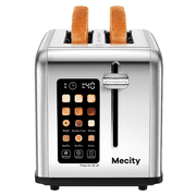 Mecity 2-Slice Touchscreen Toaster, Stainless Steel, 6 Shade Settings, Reheat, Cancel, Defrost, Sliver