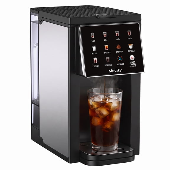 Mecity Single Serve Touch Screen Coffee Maker, Compatible with K-Cup Pods & Ground Coffee, Hot & Iced Coffee Machine with Strong Brew, 6-12 Oz Brew Sizes, 50 Oz Removable Water Reservoir