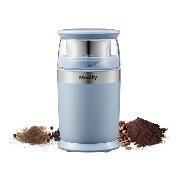 Mecity 200W Stainless Steel Coffee Grinder with Removable Bowl and 6 Blades for Coarse and Fine Ground Coffee, Blue