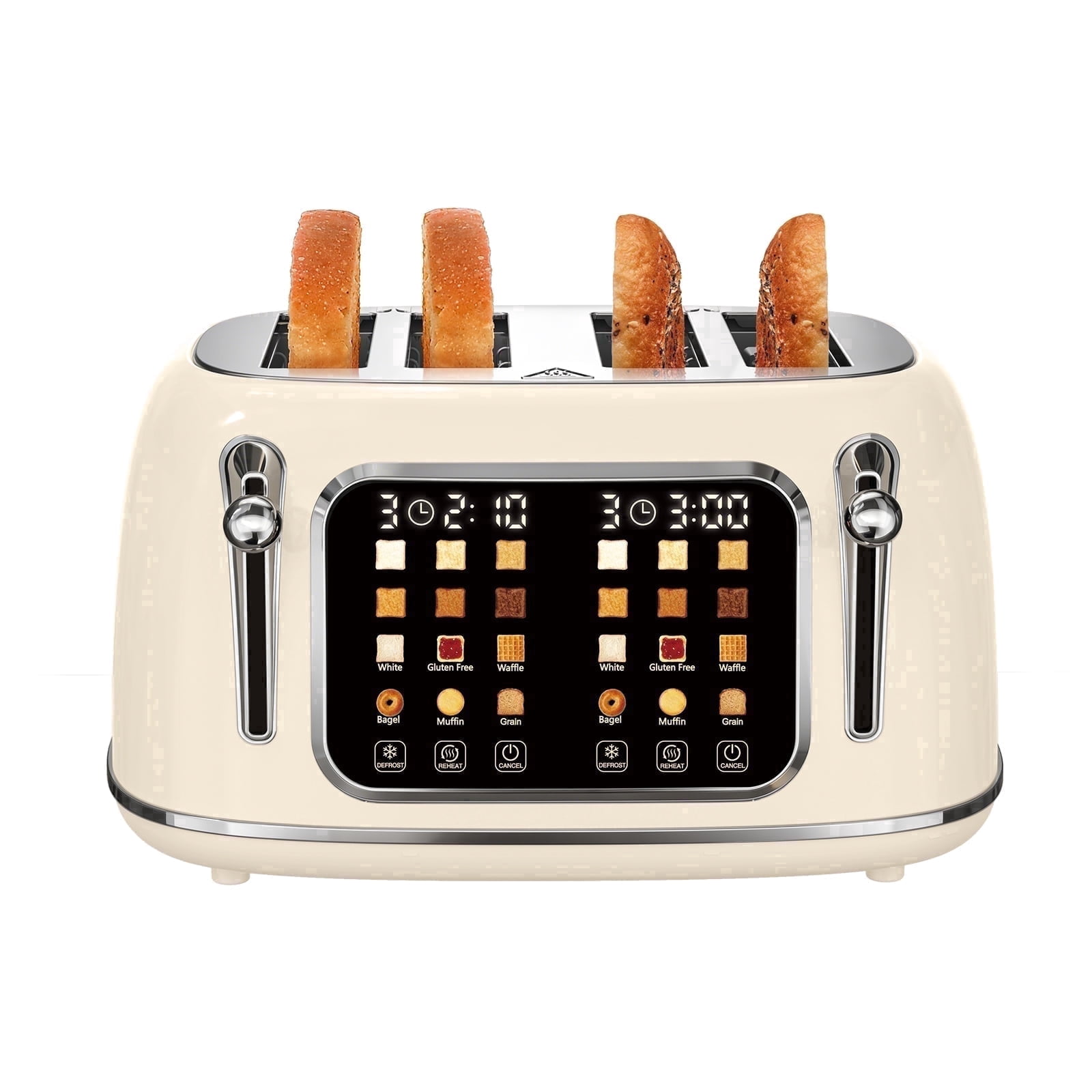 Toaster Screen Displays Mecity 4-Slice Touchscreen Toaster, Retro Stainless Steel Wide Slots ...
