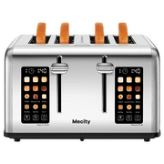 Mecity 4-Slice Touchscreen Toaster, Stainless Steel, 6 Browning Settings, Reheat, Cancel, Defrost, Removable Tray