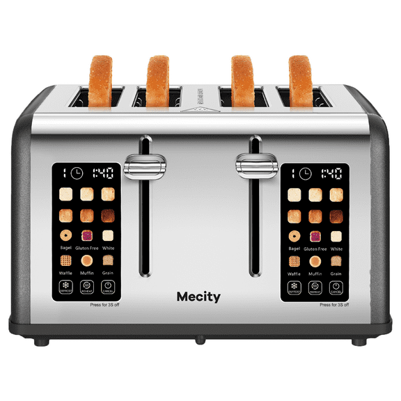 Mecity 4-Slice Touchscreen Toaster Stainless Steel Wide Slots, Gray