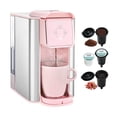 thumbnail image 1 of Mecity Coffee Maker 3 in 1 Single Serve Coffee Machine, Compatible with K cup Capsules, Instant Coffee Pot, Tea maker, 6,8,10 Oz Cup, Removable 50 Oz Water Reservoir, 120V 1150W, Pink, 1 of 8