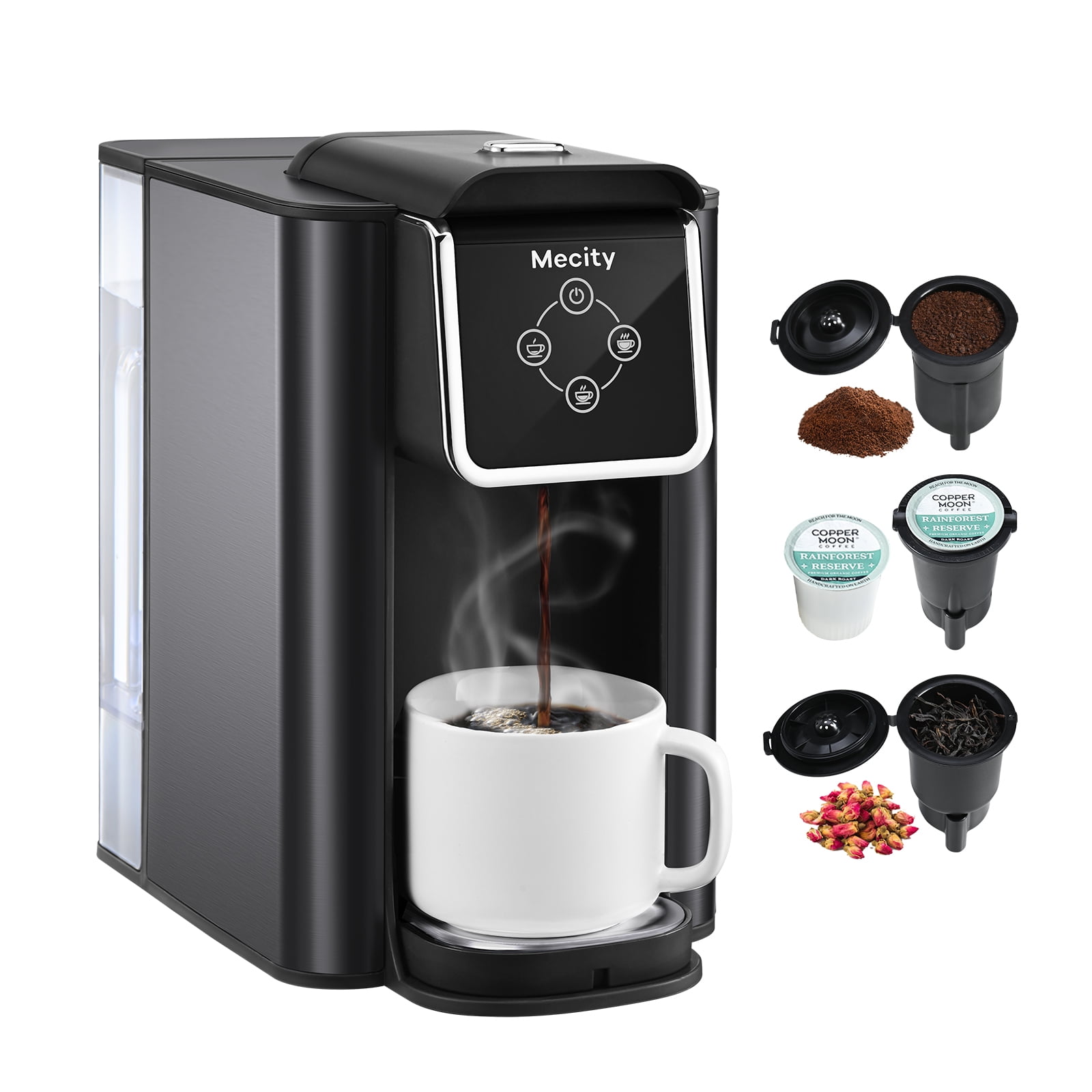 Mecity Coffee Maker 3 1 Single Serve Machine Compatible K cup Capsules Instant Pot Tea maker 6 8 10 Oz Cup Removable 50 Water Reservoir 120V 1150W