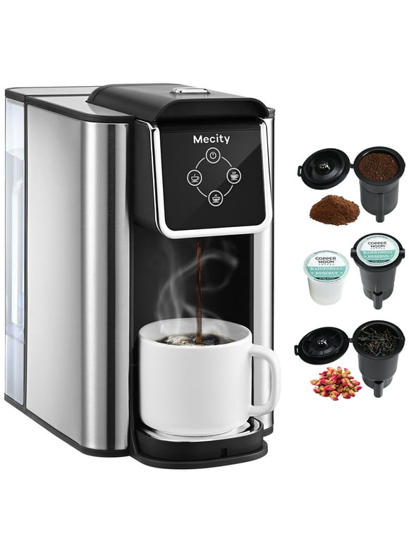 Mecity Coffee Maker 3 in 1 Single Serve Coffee Machine, Compatible with K cup Capsules, Instant Coffee Pot, Tea maker, 6,8,10 Oz Cup, Removable 50 Oz Water Reservoir, 120V 1150W