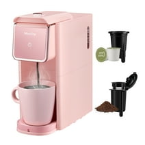 Mecity Coffee Maker Mini Single Serve Coffee Machine Compatible with K-Cup Capsule, Ground Coffee, Loose Tea, Compact Design For Home Use, RV, Apartment, Auto Shut Off 120V 1000W -Pink