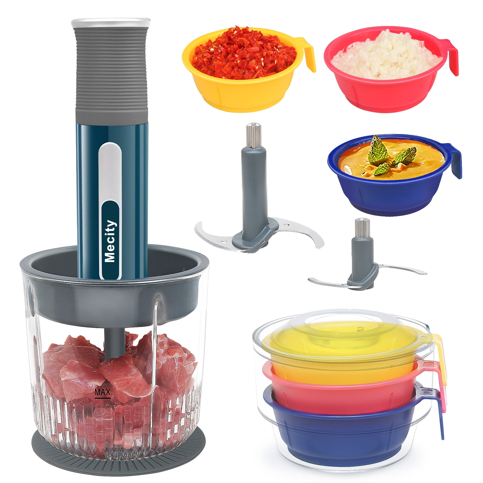 Mecity Cordless Food Processor Vegetable Chopper Mini Meat Grinder