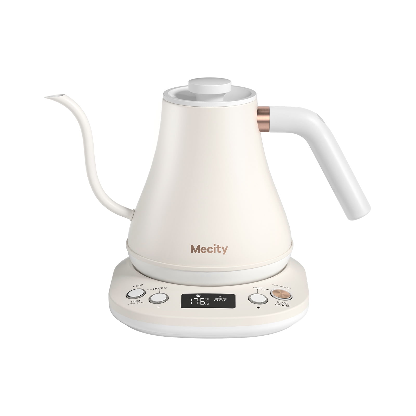 White 0.8 Quart Electric Gooseneck Kettle with LCD Display