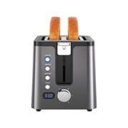Mecity 2-Slice Toaster with Extra Wide Slots, Bagel Function, 6 Browning Settings, Metallic Grey
