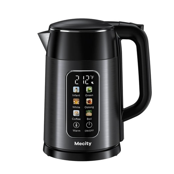 Mecity Electric Kettle Touch Screen Temperature Control Water Boiler, No Plastic Contact with Water. 6 Preset Temperature Programs, 2 Hours Keep Warm, 1.7 Liter Dark Grey