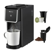 Mecity Mini Coffee Maker - Single Serve, Instant Brewing for K-Cup Coffee Capsules, Ground Coffee & Loose Tea. 6 to 12 Oz Brew Sizes, Capsule Coffee Machine with Water Window and Descaling Mode -Black