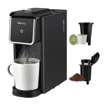 Mecity Mini Coffee Maker - Single Serve for K-Cup, Ground Coffee & Loose Tea, 6-12 Oz Brew Sizes, Includes Water Window & Descaling Mode, Black