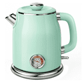 thumbnail image 1 of Mecity Retro Electric Kettle, 1.7L Hot Water Boiler with Thermometer, Stainless Steel Interior, 1500W Fast Boil Tea Kettle, Double Wall Cool Touch, Wide Mouth, Green, 1 of 7