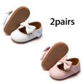 thumbnail image 1 of Meckior 2 Pairs Baby Girls Dress Shoes Infant Mary Jane Bowknot Flats Non-Slip Sole Princess Shoes for Newborn 3-18 Months, 1 of 8