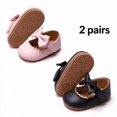 thumbnail image 1 of Meckior 2 Pairs Baby Girls Dress Shoes Infant Mary Jane Bowknot Flats Non-Slip Sole Princess Shoes for Newborn 3-18 Months, 1 of 8