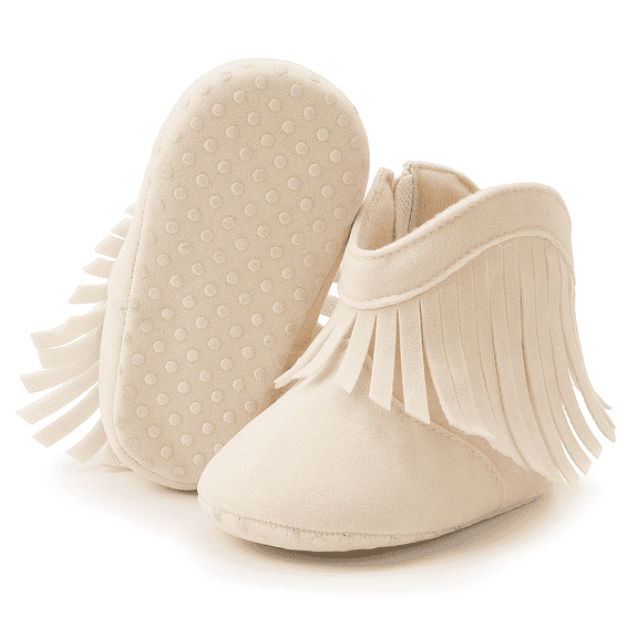 Meckior Baby Girls Boys Boots Infant Cowboy Tassel Booties Newborn Moccasins Shoes for 3-18 Months