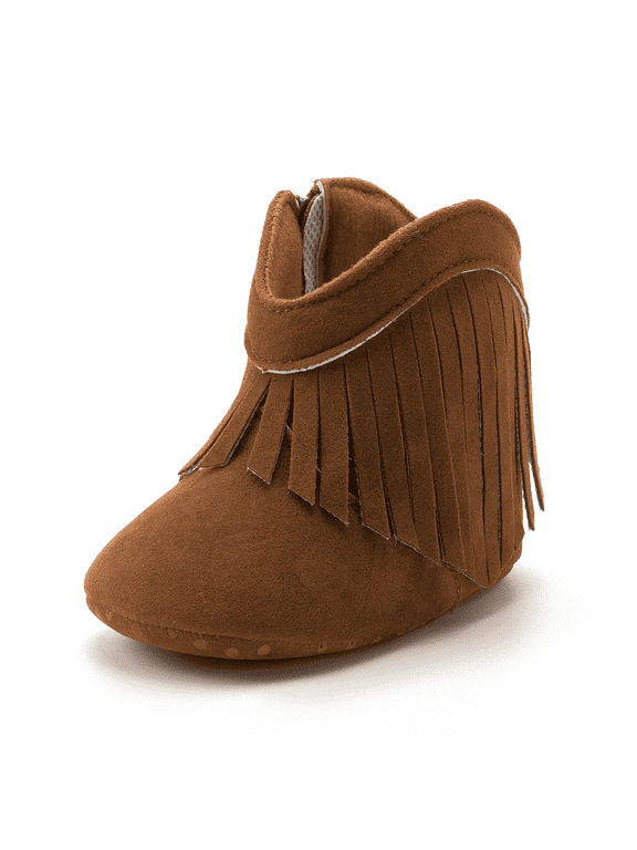 Baby Girls Boys Boots Infant Cowboy Tassel Booties Newborn Moccasins Shoes for 3-18 Months