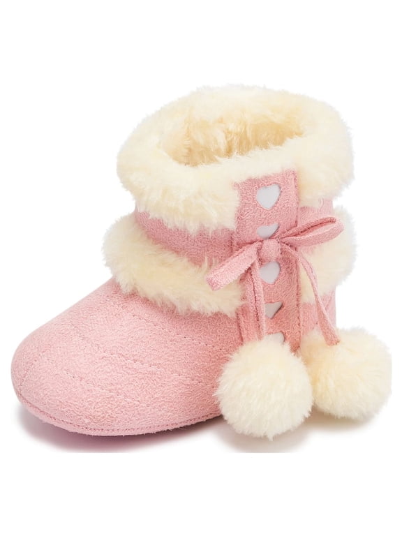 Baby Girls Boys Snow Warm Boots Infant Winter Booties Newborn Slip On Shoes for 3-18 Months