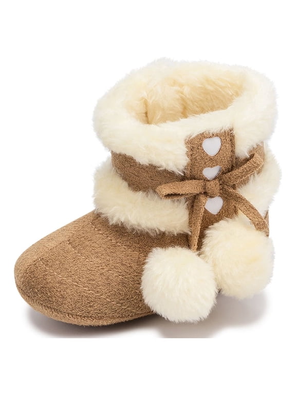Baby Girls Boys Snow Warm Boots Infant Winter Booties Newborn Slip On Shoes for 3-18 Months