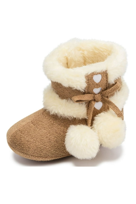 Baby Girls Boys Snow Warm Boots Infant Winter Booties Newborn Slip On Shoes for 3-18 Months