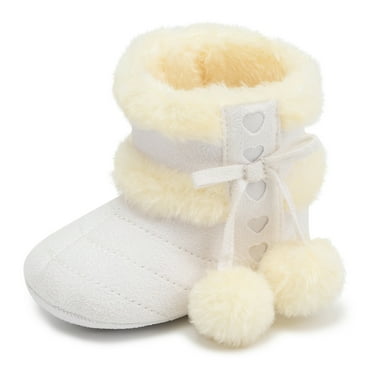 Baby Booties With Faux Fur – Warm Winter Boots For Newborns & Infants, Lace-Up, Non-Slip Sole