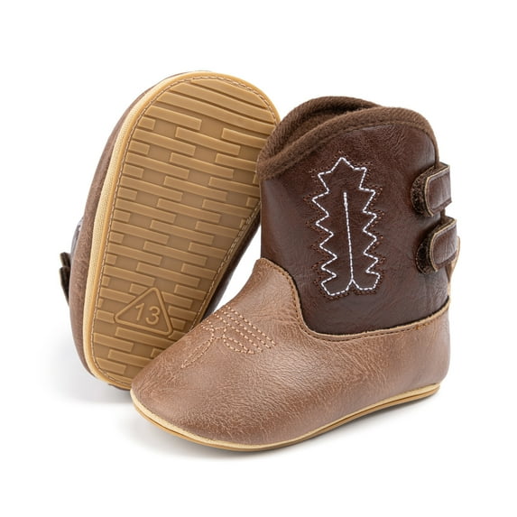 Meckior Baby Girls Cowboy Boots Velcro Soft Sole Non-Slip Toddler Shoes for First Walkers 6-24 Months