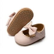 Meckior Baby Girls Dress Shoes Infant Mary Jane Bowknot Flats None-Slip Sole Princess Shoes for Newborn 3-18 Months
