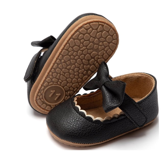Meckior Baby Girls Dress Shoes Infant Mary Jane Bowknot Flats None-Slip Sole Princess Shoes for Newborn 3-18 Months