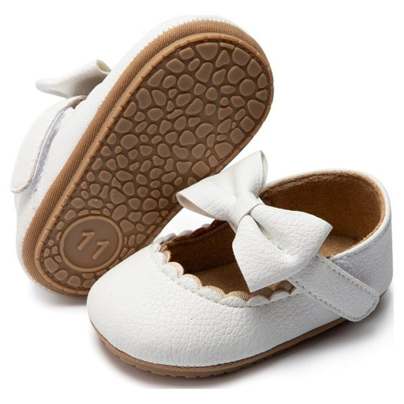 Meckior Baby Girls Dress Shoes Infant Mary Jane Bowknot Flats None-Slip Sole Princess Shoes for Newborn 3-18 Months