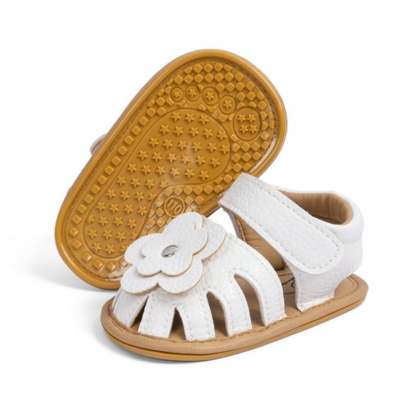 Meckior Baby Girls Sandals Infant Closed Toe Crib Shoes 0-24 Months