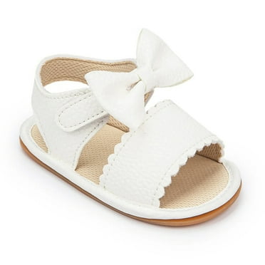 Meckior Baby Girls Sandals Rubber Sole Infant Summer Bow-Knot Shoes for First Walker 0-18 Months
