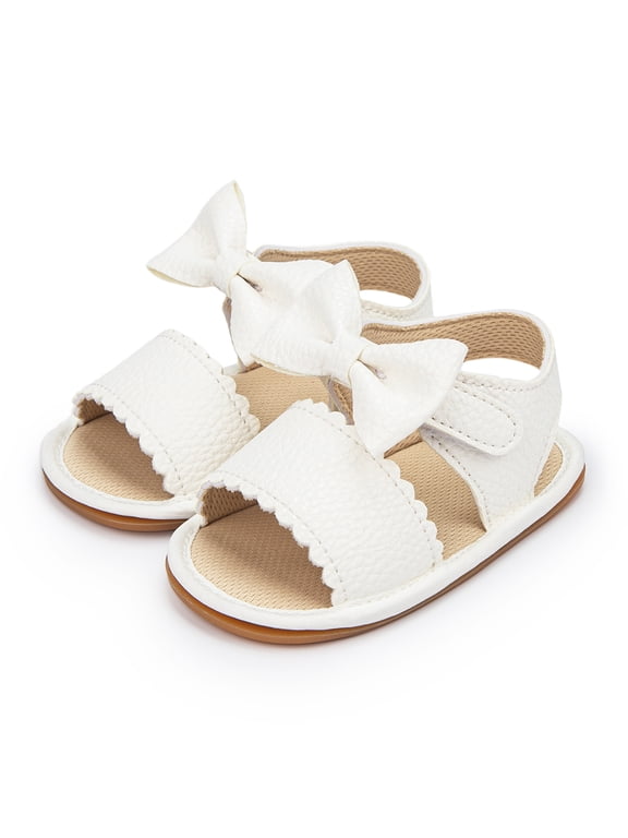 Baby Girls Sandals Rubber Sole Infant Summer Bow-Knot Shoes for First Walker 0-18 Months