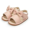 thumbnail image 1 of Meckior Baby Girls Sandals Rubber Sole Infant Summer Bow-Knot Shoes for First Walker 0-18 Months, 1 of 7