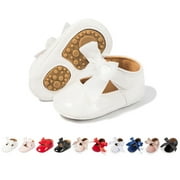 Meckior Baby Girls Shoes Infant Mary Jane Bowknot Soft Sole PU Leather Newborn First Walker Cirb Shoes
