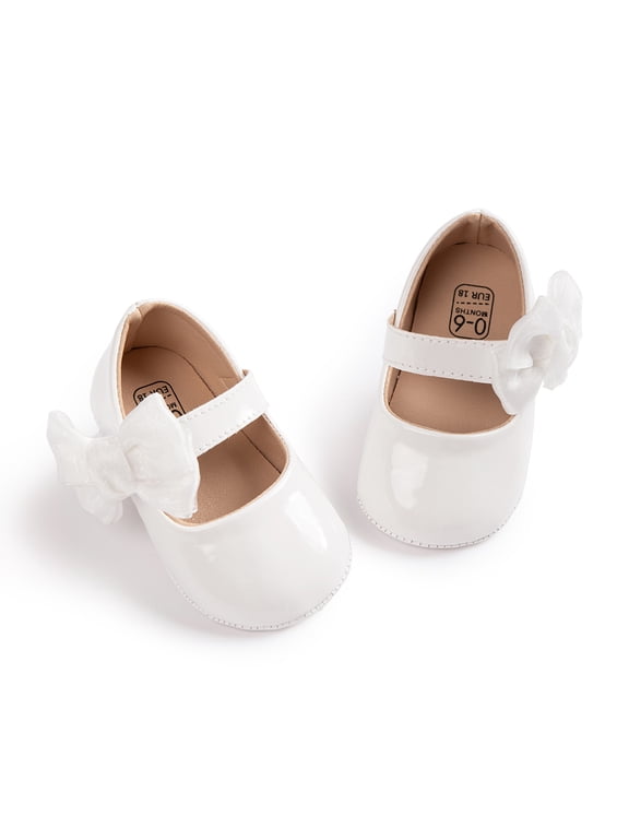 Baby Girls Shoes Infant Mary Jane Dress Bowknot Princess Crib Flats for Newborn First Walkers 3-18 Months