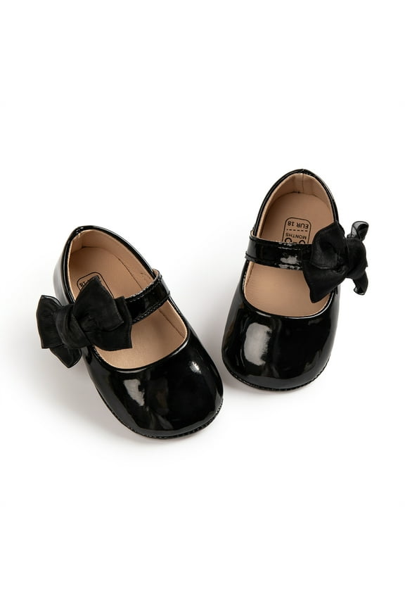 Baby Girls Shoes Infant Mary Jane Dress Bowknot Princess Crib Flats for Newborn First Walkers 3-18 Months