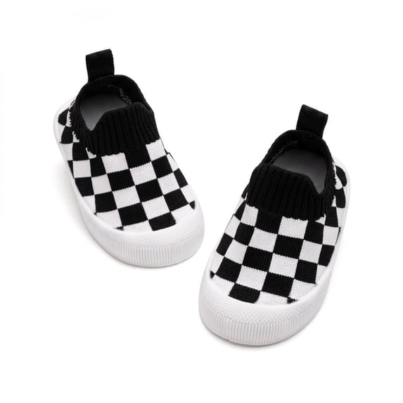 Meckior Baby Sock Shoes Checkered Knit Slip On Toddler First Walkers Non Slip Soft Rubber Sole Breathable Sneakers for Boys Girls