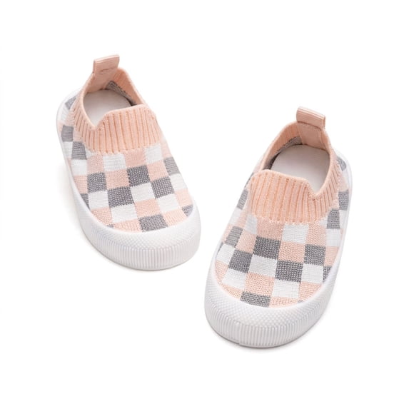 Meckior Baby Sock Shoes Checkered Knit Slip On Toddler First Walkers Non Slip Soft Rubber Sole Breathable Sneakers for Boys Girls
