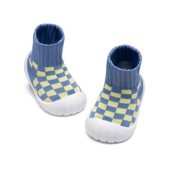 Meckior Baby Sock Shoes High-Top Checkered Toddler Walking Shoes Non-Slip Breathable Soft Sole for baby Boys Girls